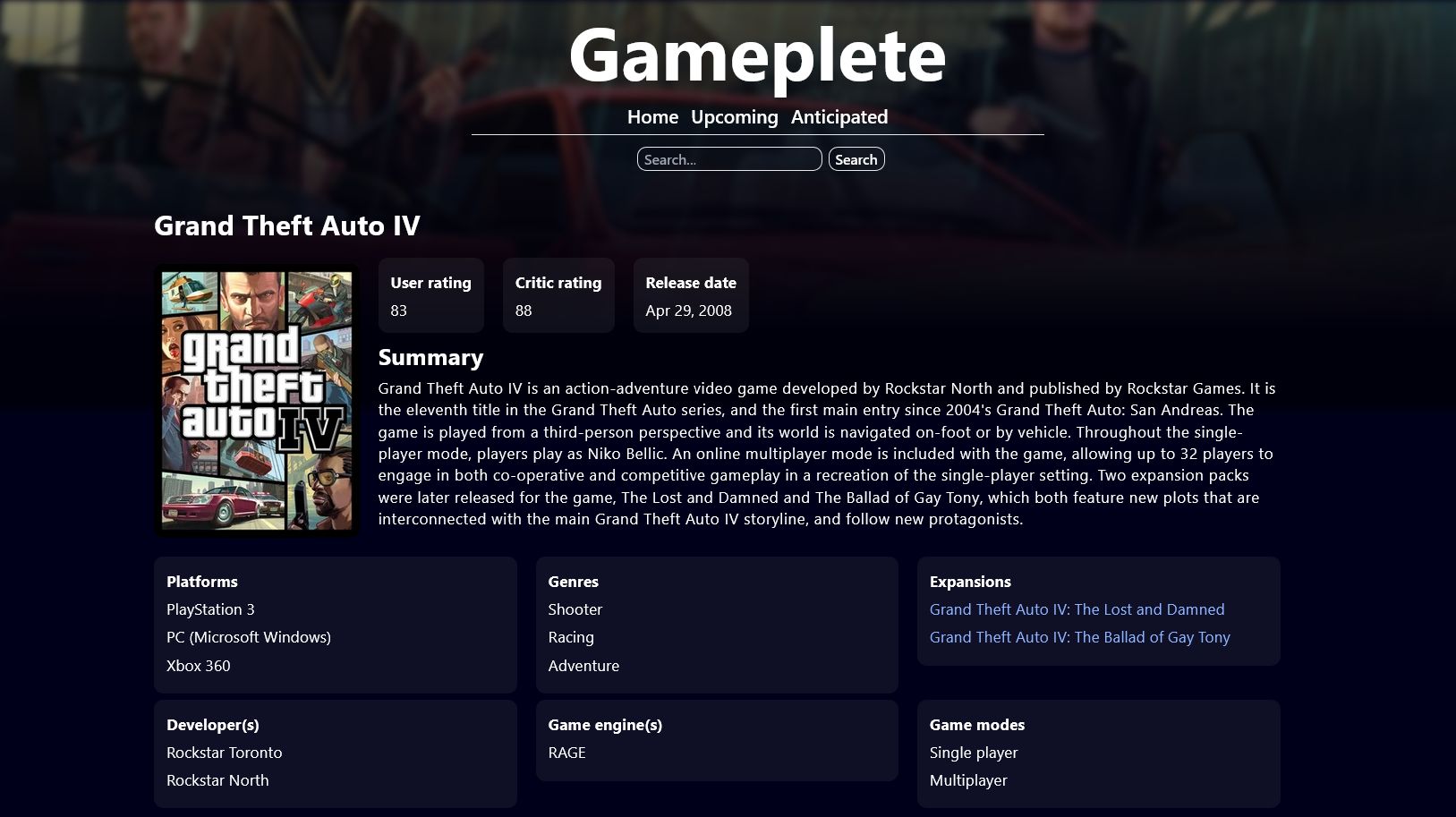 Gameplete UI